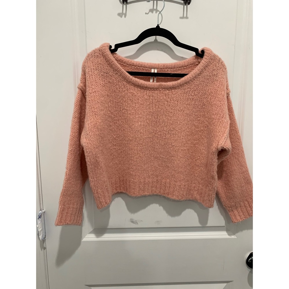 Anthropologie Pink Chunky Knit Cropped Slouchy Pullover Sweater XXS